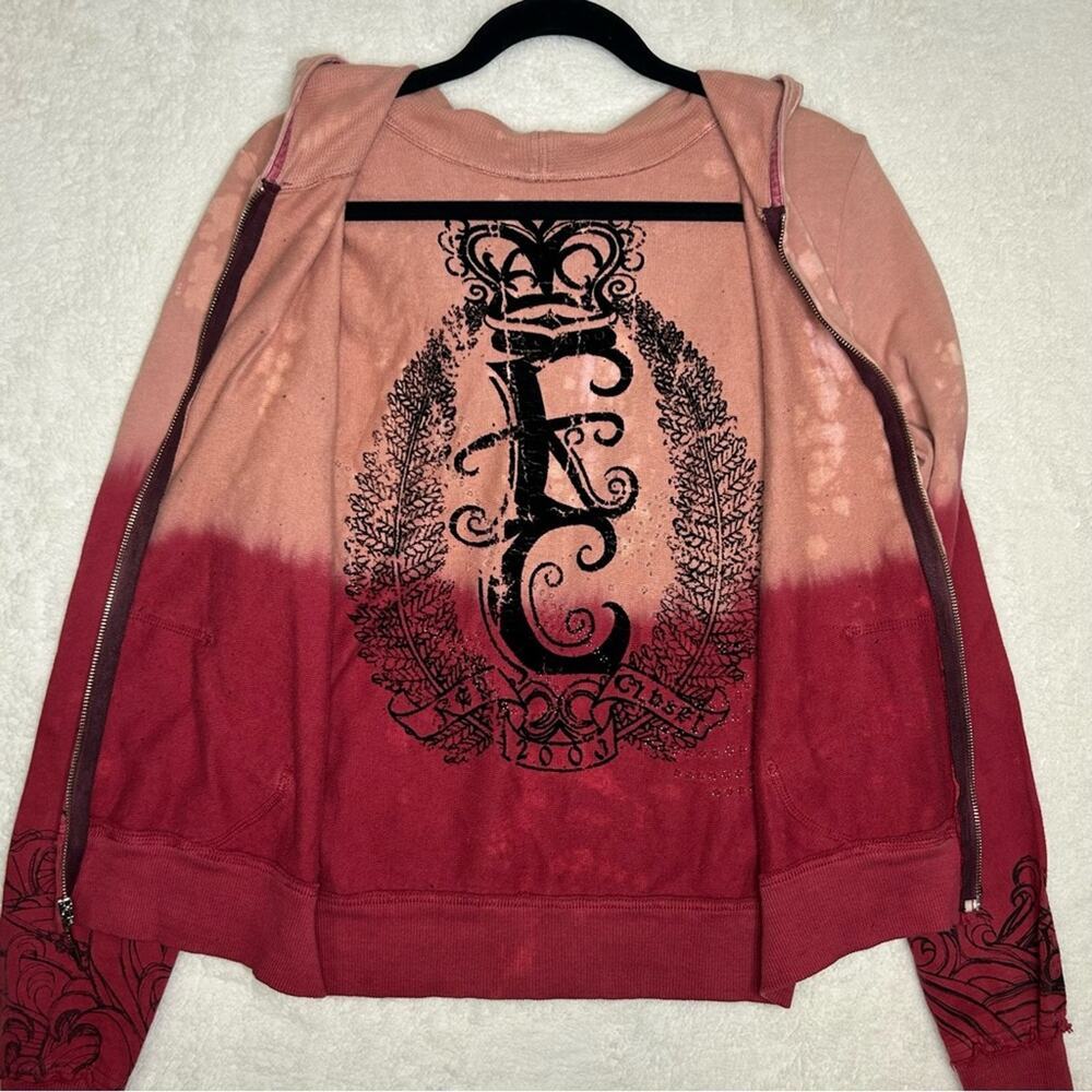 Key Closet Hoodie Dipped Tie Dye Full Zip Hooded Sweater Studded Y2K Grunge 2003